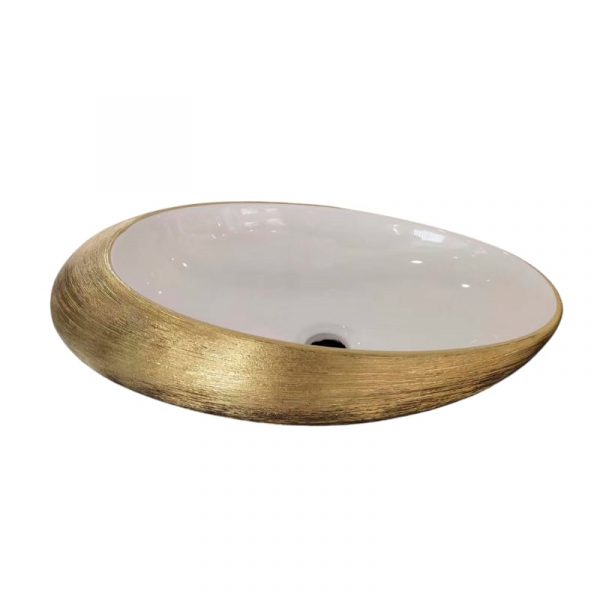 LAVABO SOPRAPIANO CALABRIA BIANCO E DORATO